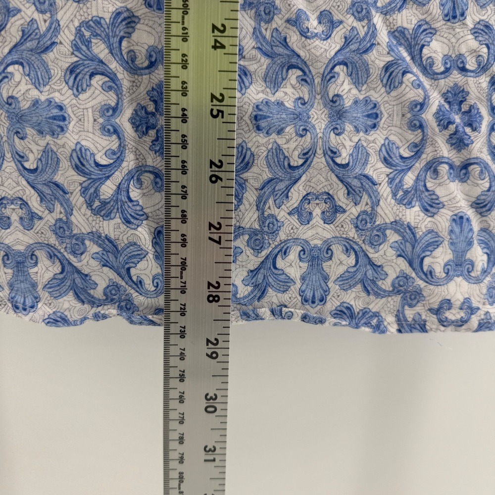 Robert Graham Mens Classic Fit Blue Scroll Print Linen Blend Shirt Size M - Picture 6 of 8